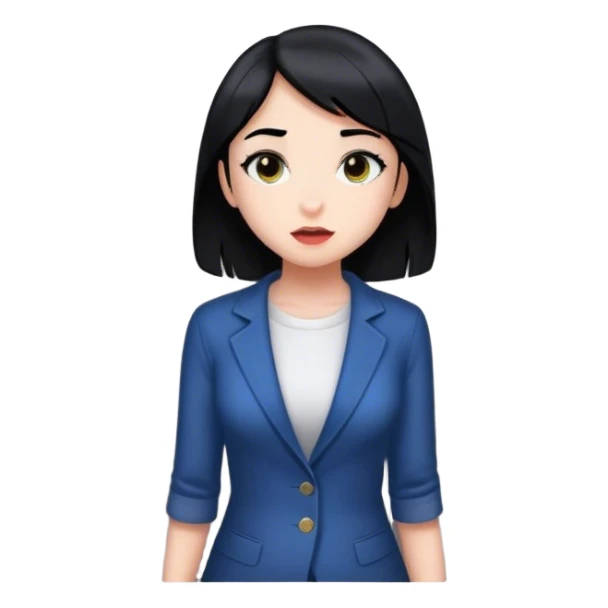 Girl with black hair white going down elevator in elevator  sticker