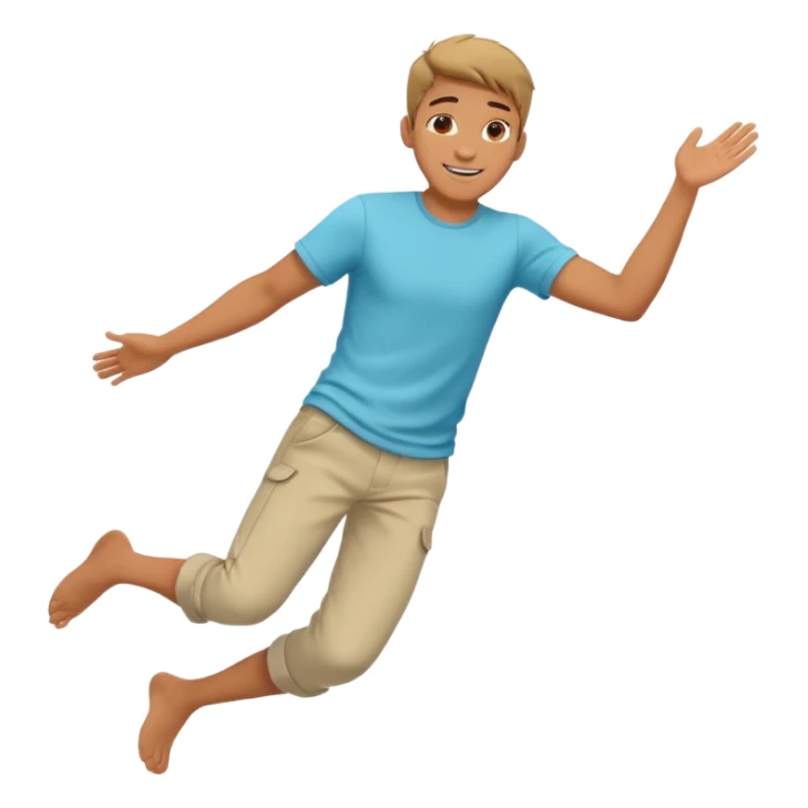 smiling guy in summer clothing  falling . from the side  sticker