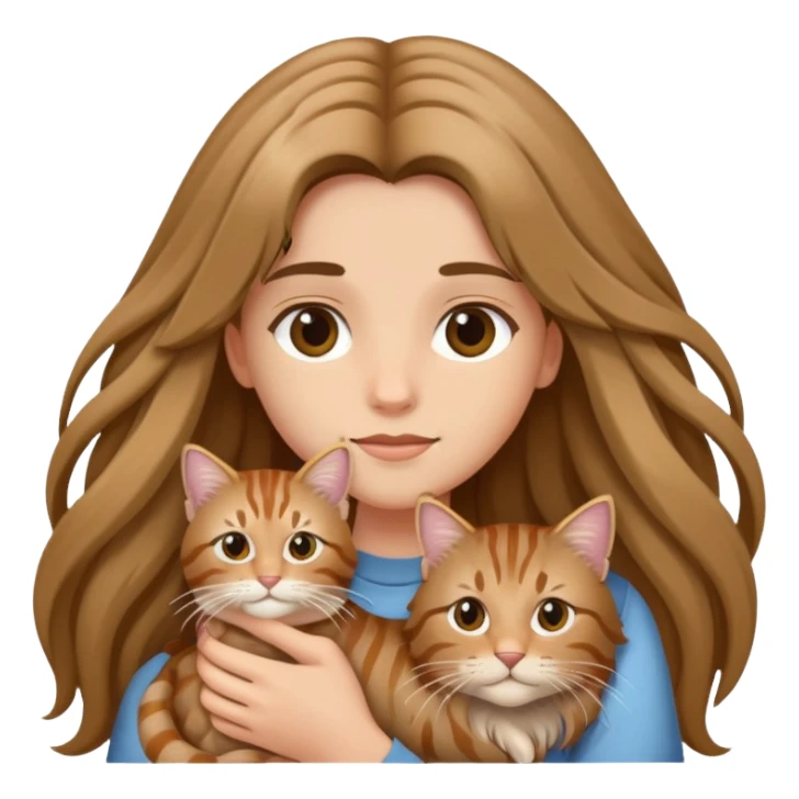 A long-haired girl holding a long haired tabby sticker