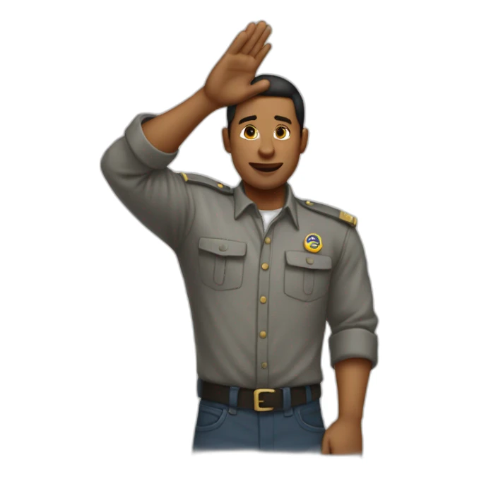 A man salutes wjth his hand sticker