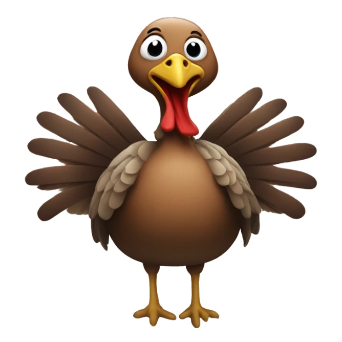 Turkey with shock/scared face and wings on face sticker