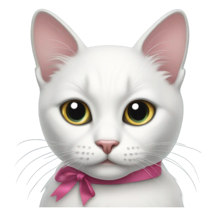 white cat with ribbon sticker