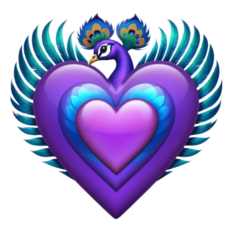 purple heart with a peacock feather sticker