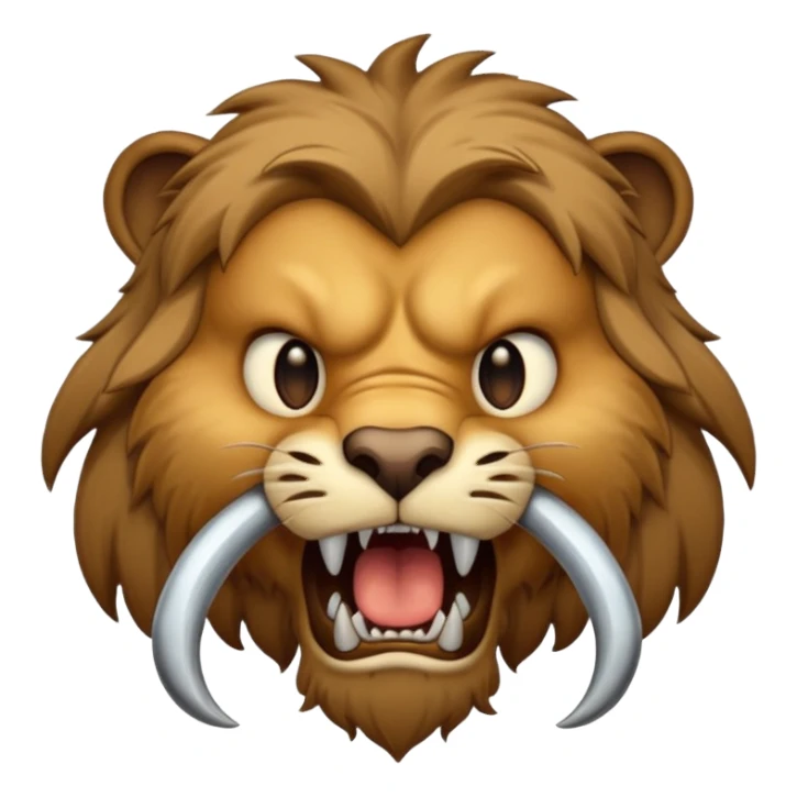 mammoth and saber tooth cat face sticker