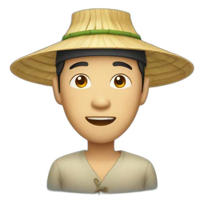 chinese man in bamboohat sticker