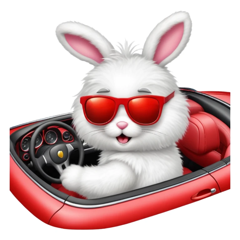 Easter bunny driving a car  sticker