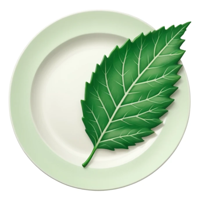 Plate and a leaf by its side sticker