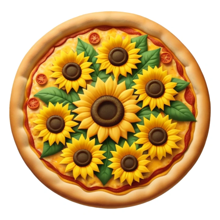 Pizza with sunflower on top sticker