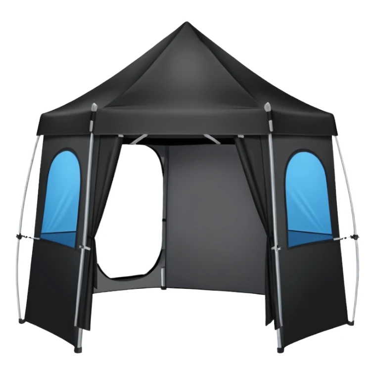 black pop up standing tent open sticker