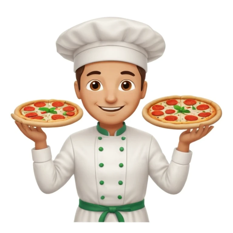 smiling Italian chef spinning pizza dough sticker