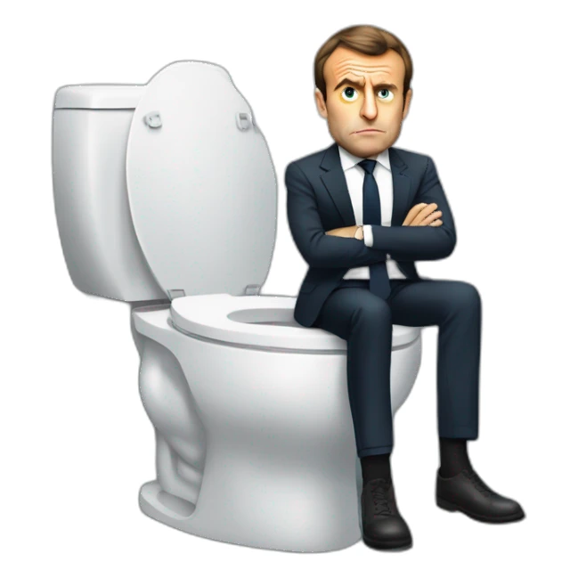 Emmanuel macron sitting on toilets angry sticker