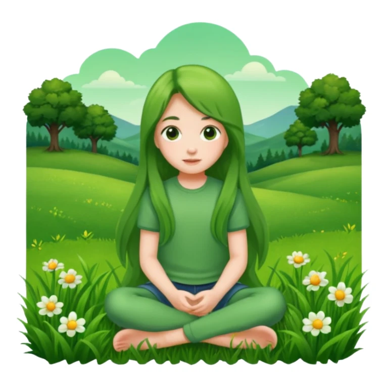 Girl sitting in grass sticker