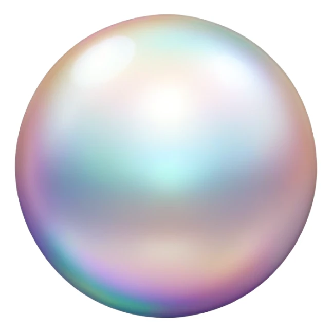 Round pearl gemstone with shimmering iridescent surface sticker