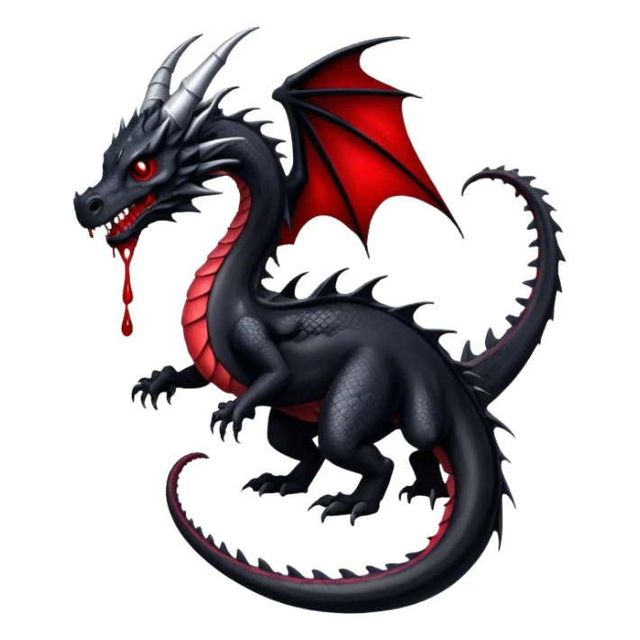 Black dragon with one tail with blood drips sticker