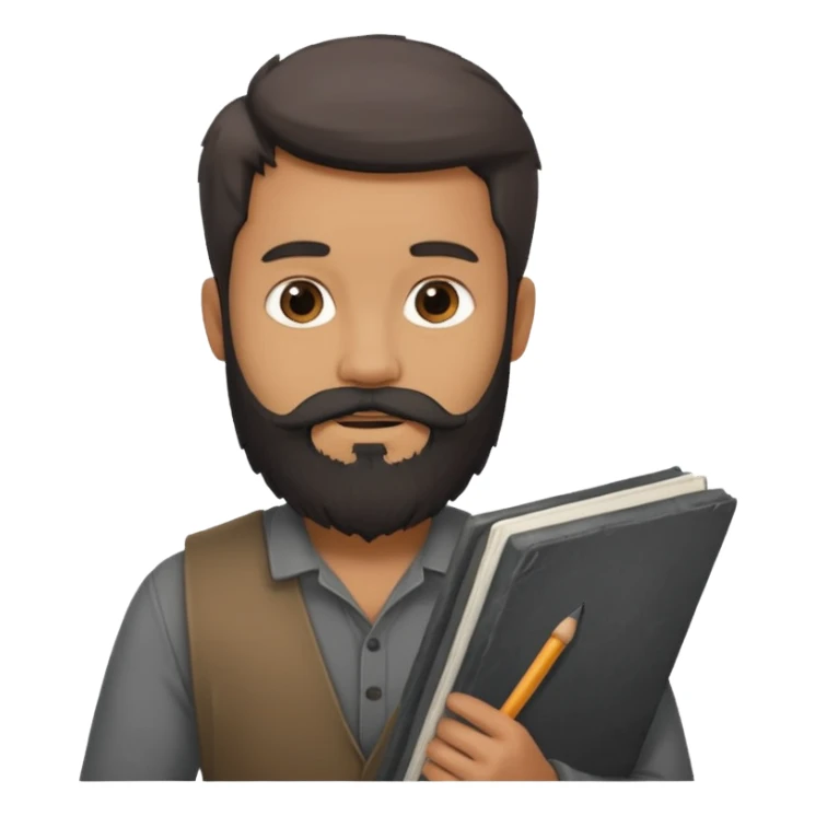 Bearded man with charcoal + sketchbook sticker