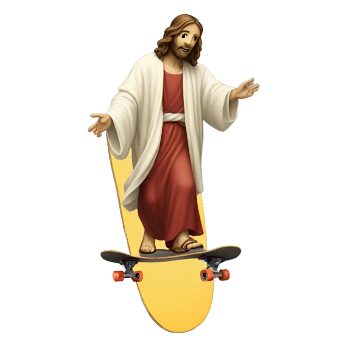 Jesus Christ on a skateboard sticker