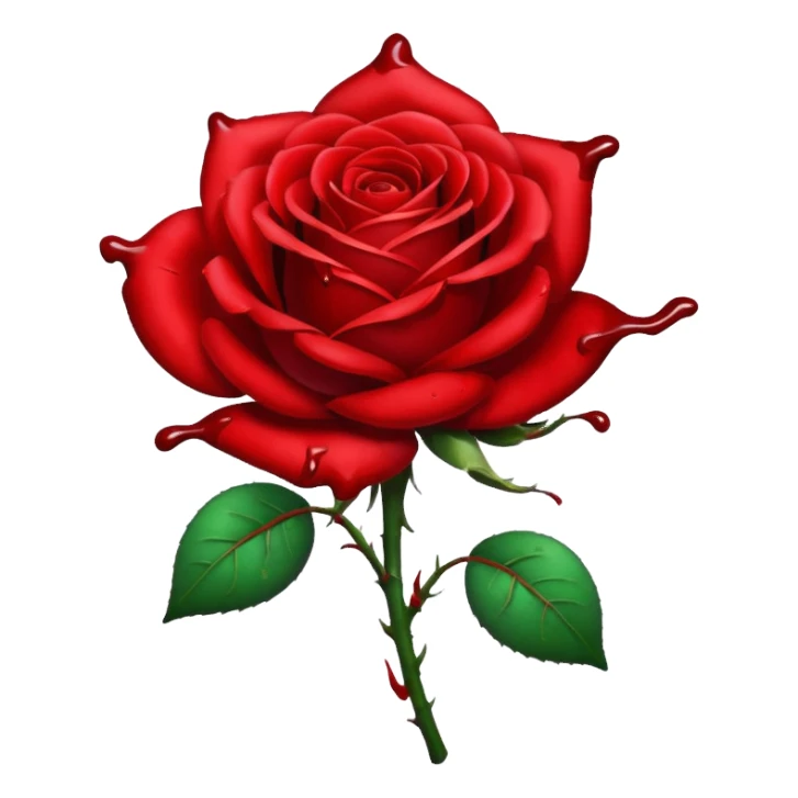 glitter red rose with blood sticker