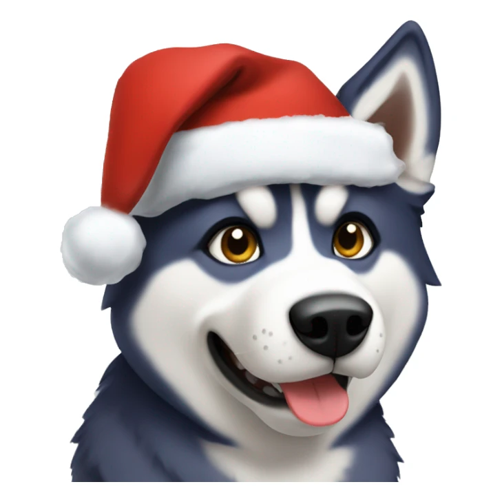 A husky wearing a santa hat sticker