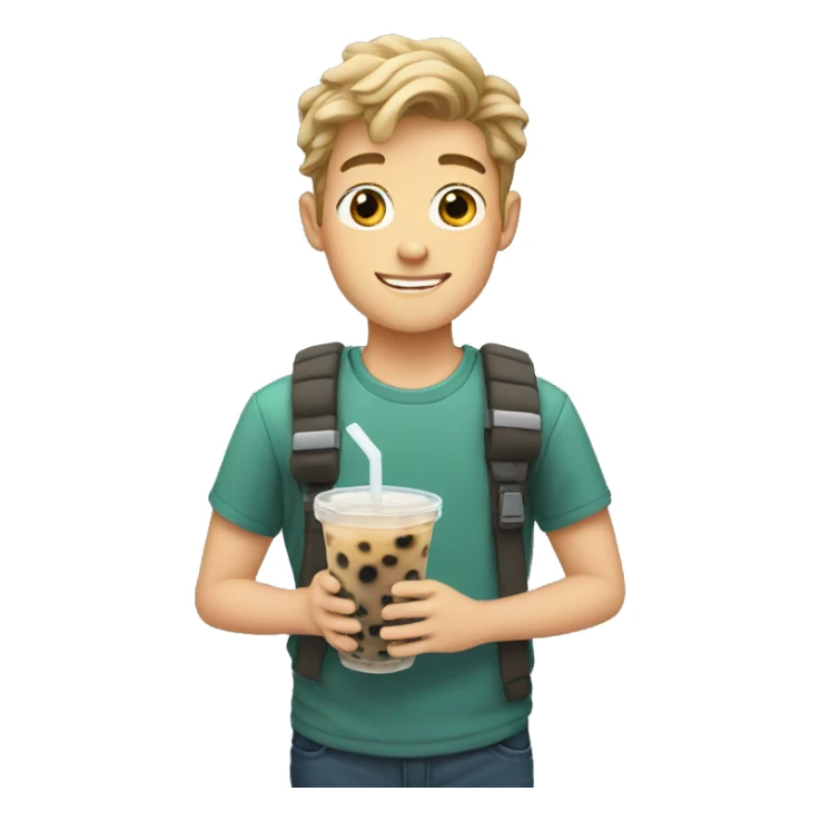 white boy with boba tea sticker