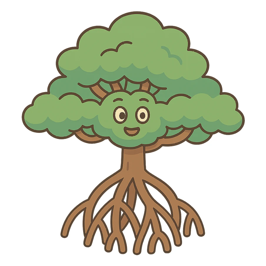 mangrove tree, without background, only the tree sticker