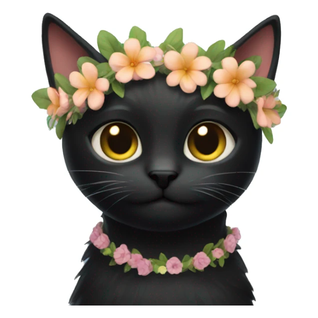 black cat with flower crown sticker