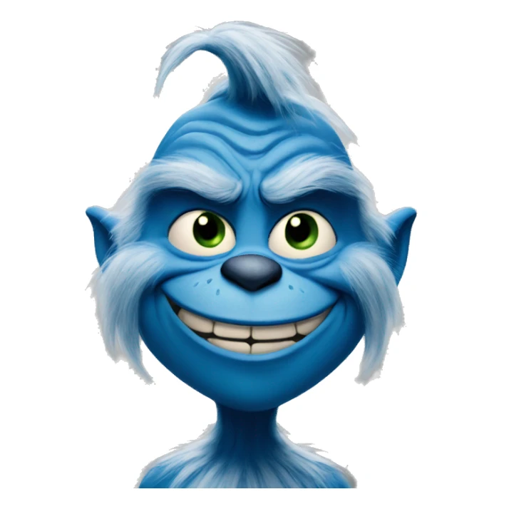 Blue Grinch smirking sticker