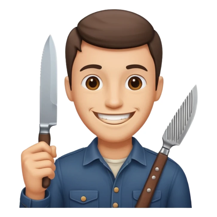 happy guy with knife sticker