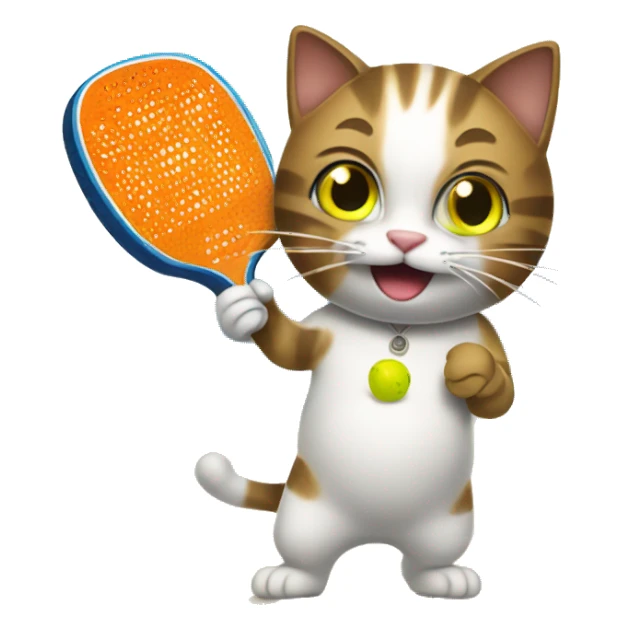 Cat playing pickleball sticker