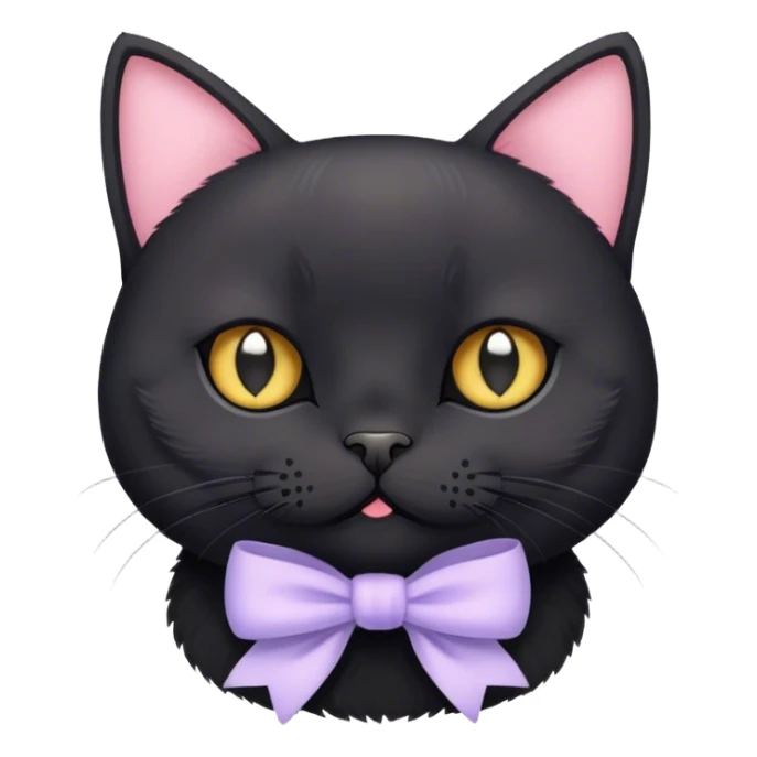 
short-haired black British cat with pastel bow sticker