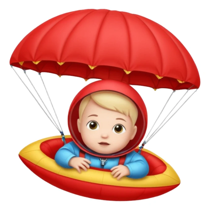 Skydiving baby with parachute and UFO red sticker