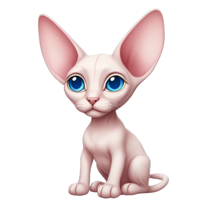 Pink-sphinx-cat-blue-eyes-big ears sticker