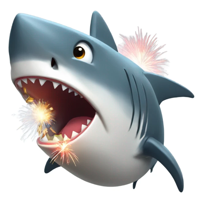 Shark holding firework sticker