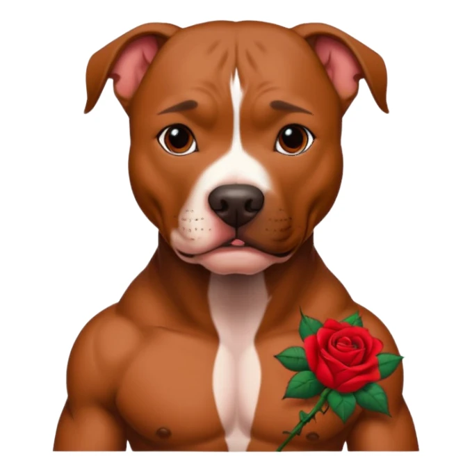 pitbull with red rose tattoo sticker