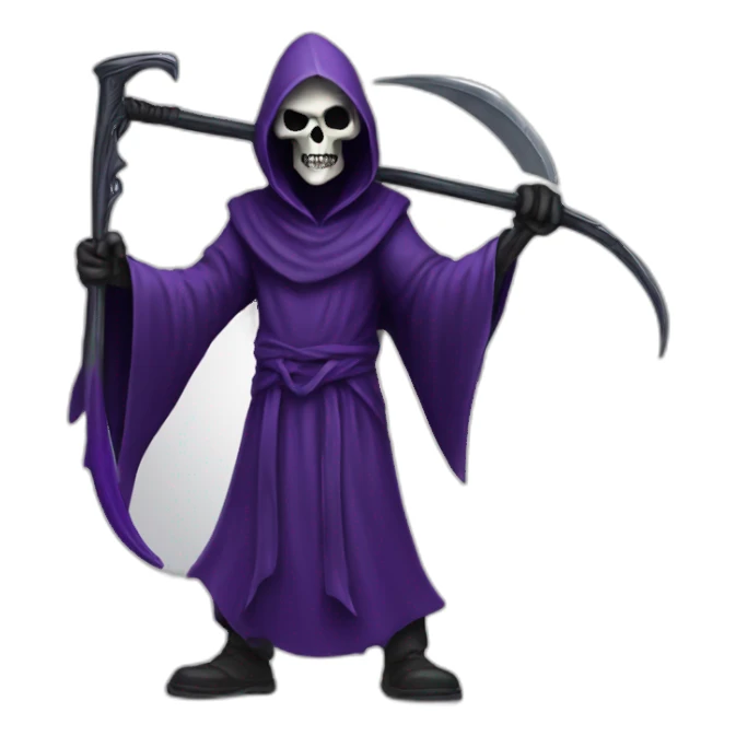 Purple grim reaper with scythe sticker