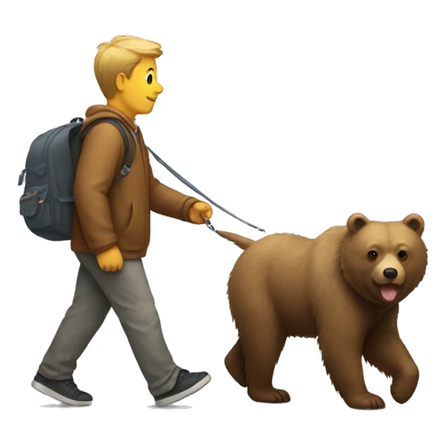 Bear walking a dog sticker