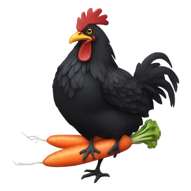 black chicken riding a carrot  sticker