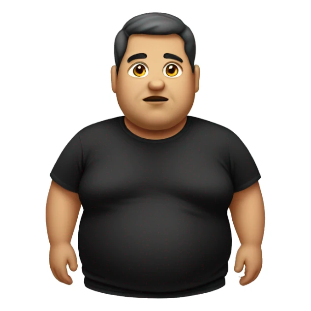 Obese man wearing black tshirt sticker