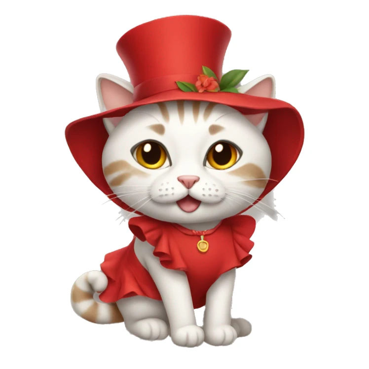 Cat wearing a red dress sticker