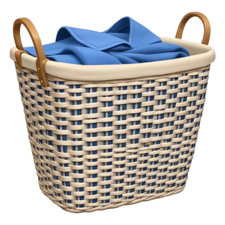 white LAUNDRY BASKET WITH FOLDED blue CLOTHES sticker