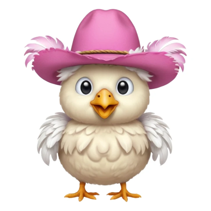 Chicken with a pink cowboy hat sticker