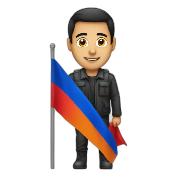 armenian flag with a guy behind it sticker