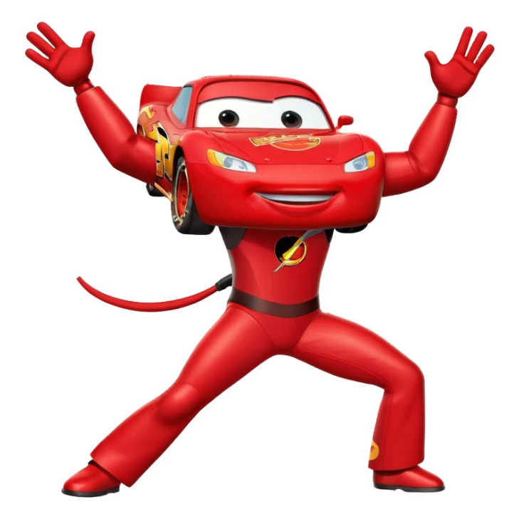 Lightning McQueen with arms and legs dabbing sticker