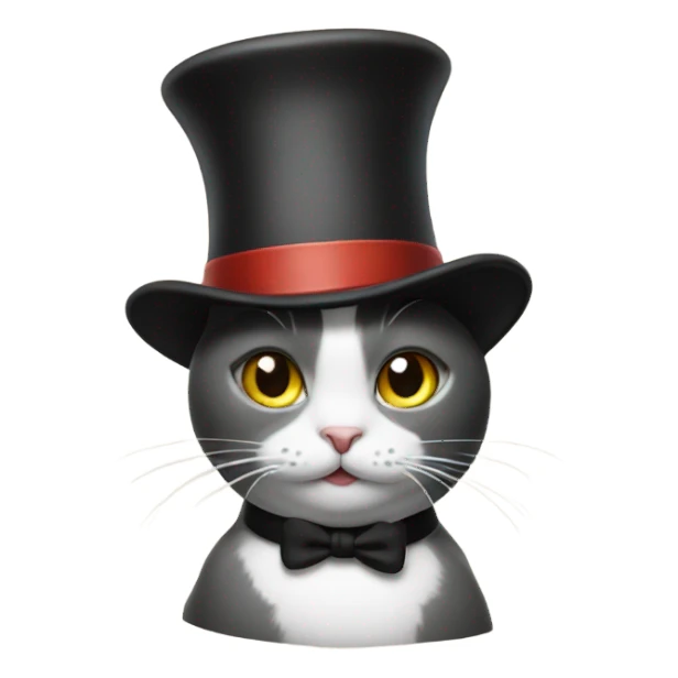 Cat with top hat cooking sticker