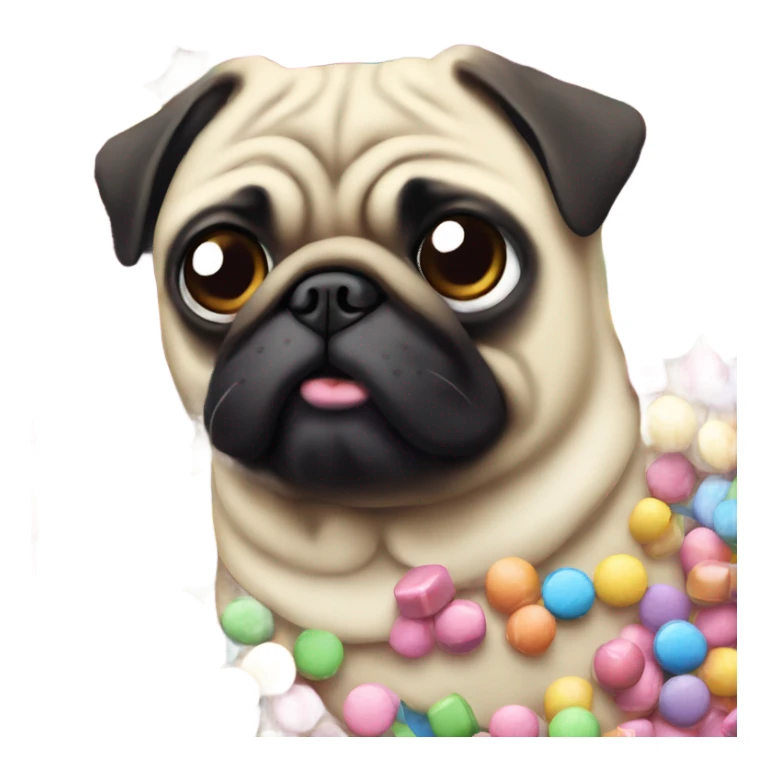 Pug with candy pills  sticker