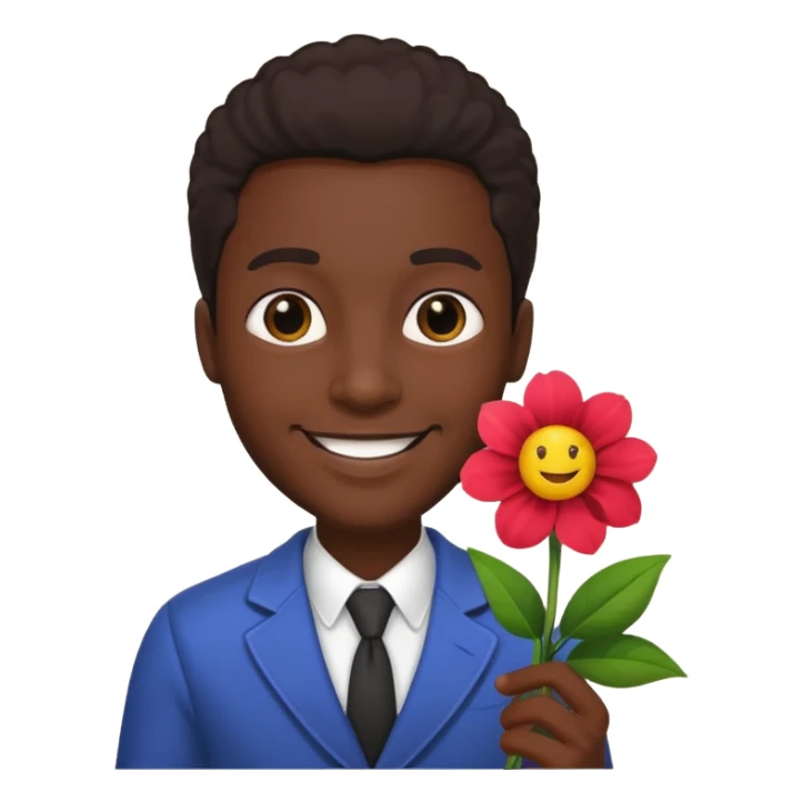 black man holding flower sticker