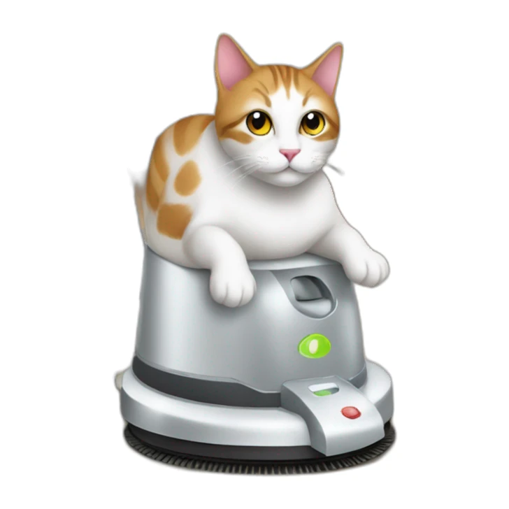cat on a automatic vaccum cleaner sticker