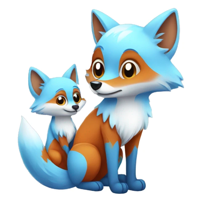 Cute Mom Fox whit baby blue fox sticker