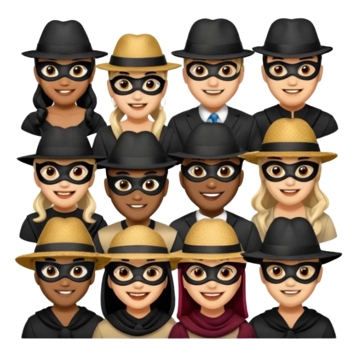 masked people with hat sticker