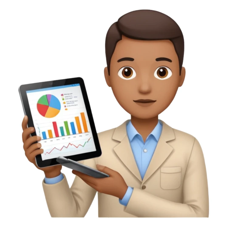 report with charts on a tablet sticker