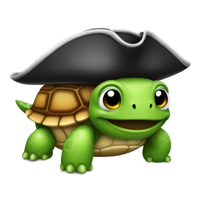 apple emoji turtle with pirate hat sticker